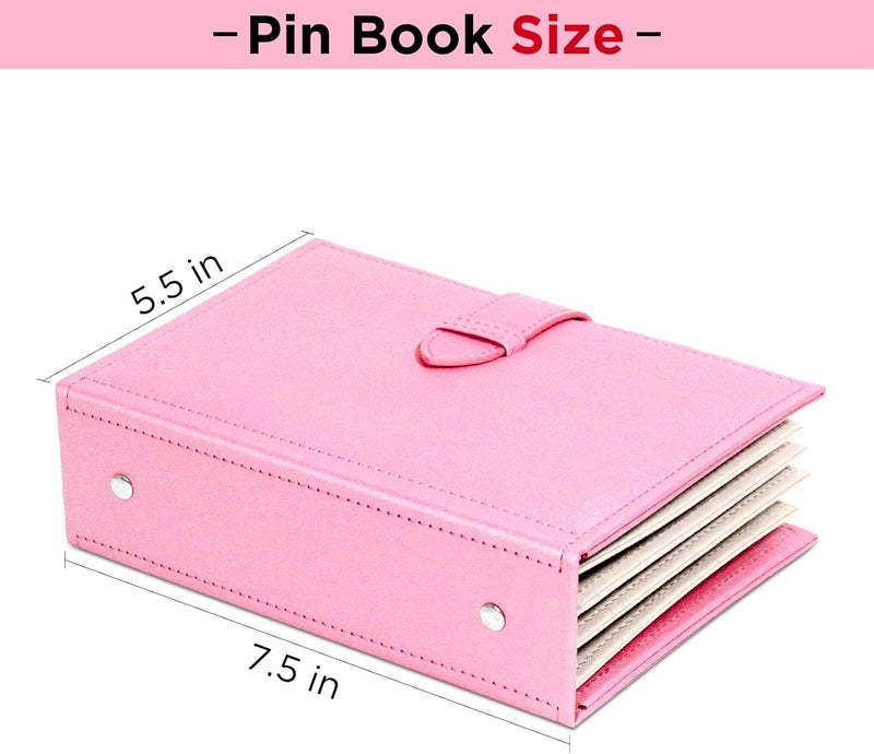 CollectHall Portable Enamel Pin Album, Pin Trading Book, to Display and Trade Your Pins, 42 Pins Capacity, PU Leather Pin Holder, Fit Rubber Pin Back, Pink - Image 3
